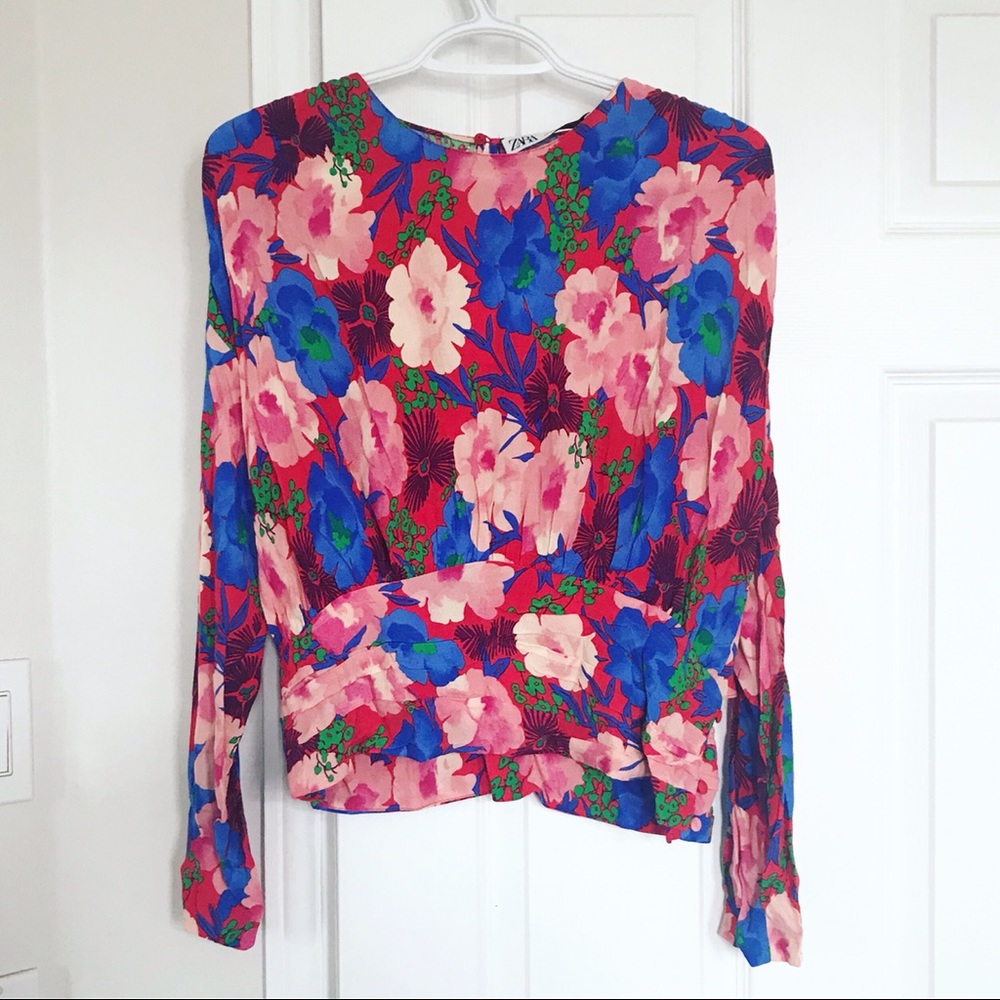 Zara Floral Cropped Blouse